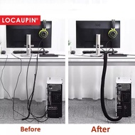 Locaupin Hook and Loop Cable Sleeve Black Cut to Size Cord Organizer and Cable Protector Flexible Ca