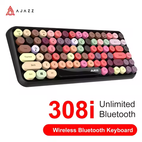Ajazz 308I Wireless Keyboard 84 Keys Round Keycap Bluetooth Keyboard Portable 2.4GHz Numeric Keypad 