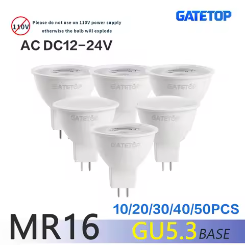10-50Pack 3W-8W MR16 GU5.3 LED Spotlights AC DC 12V 24V 38/120 Degree Replace 50W Halogen Bulbs for 