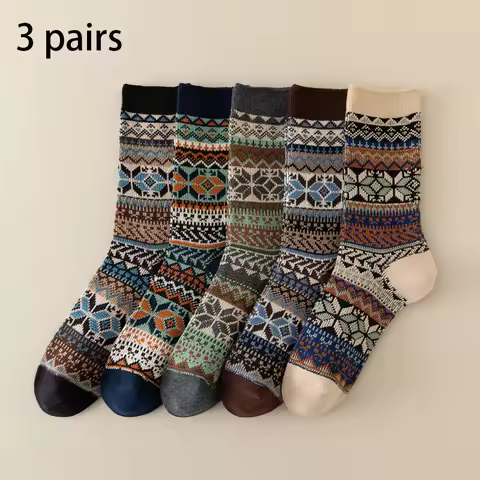 Men's Dress Socks,Cotton Crew Socks,3 Pairs,Breathable and sweat-absorbing ，Funky Colorful Pattern C