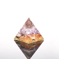 【母親節禮物】水晶球-輕透感奧剛金字塔-茶晶Orgonite漂浮水晶療