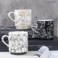 QOMO 2D Face Design Ceramic Cup Set - 2D人脸套装陶瓷杯