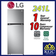 LG 243L Top Freezer Fridge GV-B242PLGB in Platinum Silver3 Steel 2 Door Refrigerator