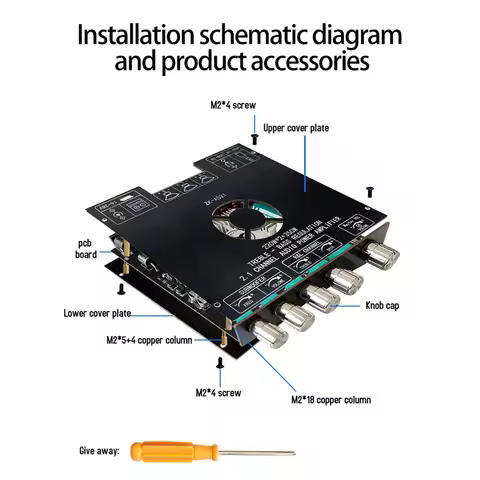 B02B-TPA3255 Bluetooth Digital Amplifier Board ZK-AS21 2.1 Channel Portable Practical Multifunctiona