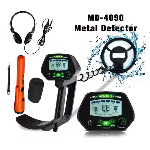 Metal Detector MD4090 for Adults with 10''IP68 Waterproof High Accuracy Search Coil , All Metal & Di