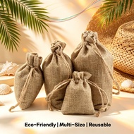 Burlap Bag Drawstring Burlap Bag Linen Handmade Soap Jewelry Gift Reusable Eco Friendly Storage
