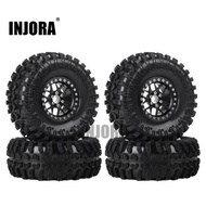 Injora 4Pcs 2.2 Inch Beadlock Wheel Rims &amp; Rubber Tire For