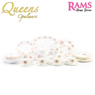 Queens 46pcs Opalware Dinner Set / Opal Glass Dinner Set / Dinner Plate / Soup Plate / Cereal Bowl /