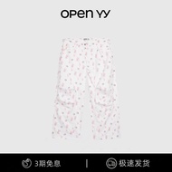 Jennie Same Style Open YY KT Collaboration เกาหลีกางเกงลําลองแบรนด์หายากเปิดสําหรับผู้หญิงวัสดุเส้นใ