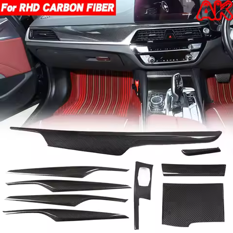 RHD LHD For BMW 5 Series G30 G31 G38 F90 M5 6GT G32 2018-2023 Real Carbon Fiber Car Dash Console Tri