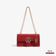 กระเป๋าสะพายข้างผู้หญิง Hanguer Luxury Red Hat Underarm Wedding Crossbody Bag กระเป๋าหนังวัวสีแดงเข้