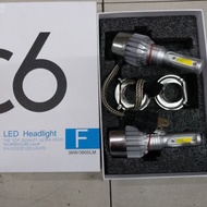 2Pieces C6 LED Headlight H4 Headlight High-White/Low-yellow