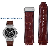❆ Genuine Leather Watch Band For Hublot Big Bang Series Cowhide Strap Men Wristband With Tools Accessories Black Brown 26x19mm
