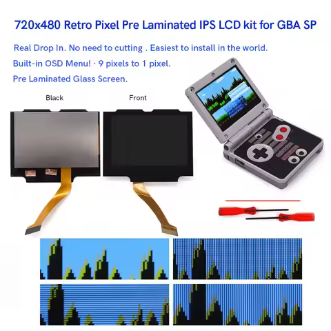 Hispeedido Drop in 3.0 inch GBA SP V5 Laminated LCD kit Backlight Mod Screen For Gameboy advance SP 
