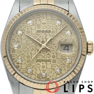 勞力士 Datejust 男士腕錶，10 鑽，電腦錶盤，Datejust 男士 16233G(P)，帶錶盒、保固卡，K18YG/SS 材質，顏色錶殼，2000 年款，成色極佳 [二手]