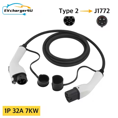 EVcharger4U Type 2 to Type 1 J1772 EV Charging Cable 1P 32A 7KW 4M for Electric Vehicle Cars Use on 