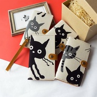 相容於所有型號 智慧型手機殼 筆記型 [大貓-白-] 貓圖 真皮 純國產 AL14K