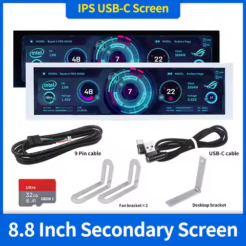 8.8 Inch IPS USB Secondary Screen Type-C PH Interface Turing Smart Screen CPU GPU RAM Computer Monit