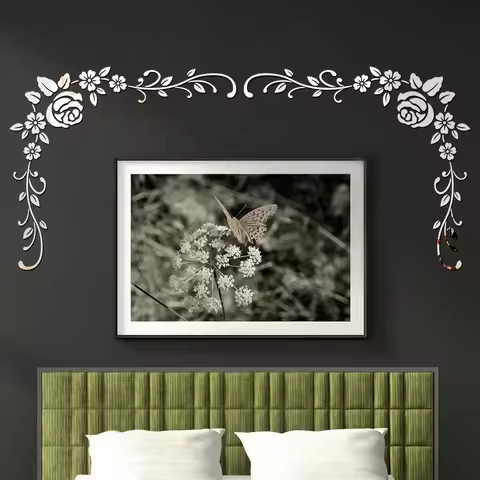 3D Flower Rattan Mirror Wall Stickers Beautify Home Environment Decoration Accessories Suitable For 