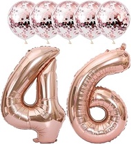 Rose Gold 46 Foil Balloons 40" Jumbo Foil Balloons Confetti Balloons for 46th Birthday Wedding Anniv