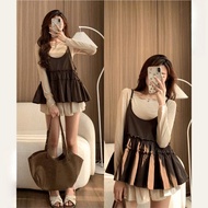 2-String Camisole Set with Welded Ruffles and Paper T-shirt MA802