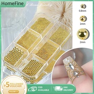 [HF] 6 Grids Professional Nail Art Beads: Gold, Silver & Rose Gold 3D Caviar Decoration