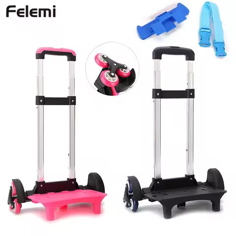 Children Trolley Backpack Wheeled Bag 2/6 Wheels Expandable Rod Kid Trolley For Backpack School Bags