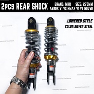 Yamaha Aerox V1 V2 Nmax V1 V2 Nouvo MHR SILVER STEEL 2 pcs Set Rear Shock 270mm Lowered Style PLug a