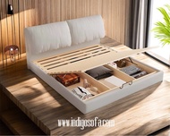 包送貨 Bayley軟包床 Leathaire storage Bed 科技布儲物床 油壓床軟靠床頭皮床雙人床氣壓床 五呎床六尺床收納床大象耳朵床 King size bed# Queen size 