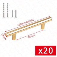 KAK 20pcs Kitchen Handles Black Gold Silver Stainless Steel T Bar Pulls 96mm Cabinet Knobs and Handl