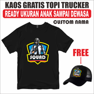 Kaos Gratis Topi Custom Name atau Squad PUBG Mobile