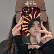 Bts Kim Taehyung Cream Pattern Phone Case Suitable for Apple iPhone15/14/13/12/11 Promax 6/7/8 Plus XS/XR Wine Red Transparent