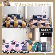 QUEEN Mehendi 980 TC Premium Cotton Fitted Bedsheet Set 4in1 Queen Cadar Bedsheet bergetah 双人床单 980针