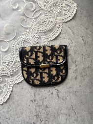 中古正品 Christian Dior Oblique 老花 緹花 零錢包 卡夾 禮物