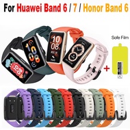 Soft Silicone Strap for Huawei Band 6 7/Honor Band 6 Sport Fashion Replacement Wristband with Screen Film
