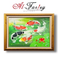 Lukisan Ikan Koi Unik Minimalis Kanvas Lengkap dengam frem Ukuran 50x60 cm