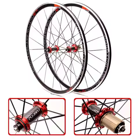 RUJIXU 6pawls red hub Ultralight 700C Height 30MM Pull Straight Flat Spokes Wheel Group V / C brake