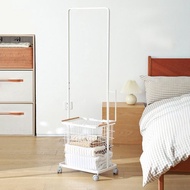 日本霜山 北歐風多功能移動式掛衣架附木柄洗衣籃