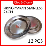 12 PCS || BMW Piring Makan Stainless 1 Lusin 20 cm / 22 cm / 24 cm BMW