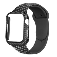 Dây Đeo Bằng Sợi Carbon + Ốp Cho Apple Watch Dây Đeo Đồng Hồ Bằng Silicon 44Mm 40Mm 45Mm 41Mm 38Mm 4