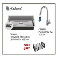 Cabana CKS6403 SUS304 Honeycomb Kitchen Sink + CB889SS Pull Out Kitchen Sink Mixer