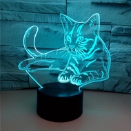 junman123 1pc Recumbent Cat Style 3D Night Light, 7 Colors Visual Touch Desk Lamp Creative Gift Illusion Table Lamp Battery/USB Charger, 5V Christmas Party Wedding Birthday Room Decoration Lamp
