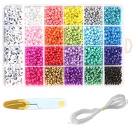 Sunshineyou-4mm Charm Beads Glass Seed Bead Box Set Round Beads for DIY Bracelet Necklace Jewelry Making Accessories 20 Colors