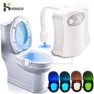 Konco Smart PIR Motion Sensor Toilet Seat Night Light 8 Colors Waterproof Backlight For Toilet Bowl LED Luminaria Lamp WC Toilet Light