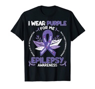 I Wear Purple For Me Epilepsy Awareness - Purple Ribbon T-Shirt