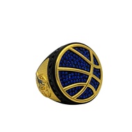 Discount Sports Rings 5 Star Basketball Championship Rings — Black Body, Blue Stones/Basketball Awar