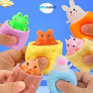 Cute Squishy Toys Cheese Mouse Toys Funny Rat Cup Squeeze Cup Toys for Kids Stress Reliever Toys
