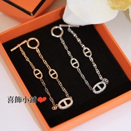 [Real Shot] New Style 925 Sterling Silver Diamond Pig Nose Bracelet W1CP