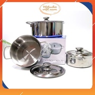 Set Of 3 Sharp Stainless Steel Pots For All Types Of Kitchen Stainless Steel 410 0.4mm Thick - Sharp