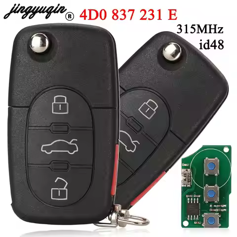 jingyuqin 3+1 Buttons 4D0 837 231 E For Audi A2 A3 A4 A6 A8 TT Quattro 315MHz ID48 Chip Flip Folding